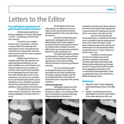 The Radiological Appearance of Gold Thread Cosmetic Treatment