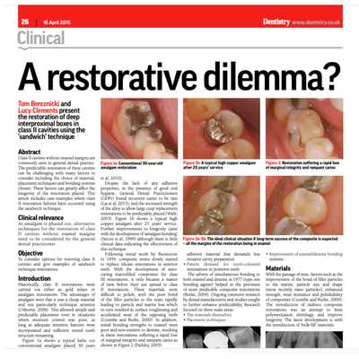 A Restorative Dilemma – How to Restore Deep Posterior  Class II Cavities When the Margins are on Dentine
